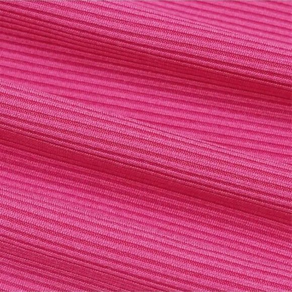 Women Ribbed Crop Top Size XS Pink-Magenta Halter Neck Backless Sleeveless - Picture 11 of 12